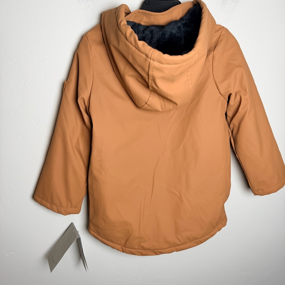 NWT Hunter Toddler Rain Jacket Size 3T Light Brown Fleece Lined Hooded Coat Tan - Picture 6 of 7